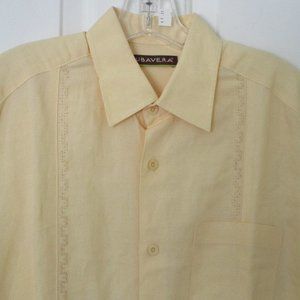 Cubavera Mens S/S Yellow Retro Camp Wedding Shirt NWOT - Medium